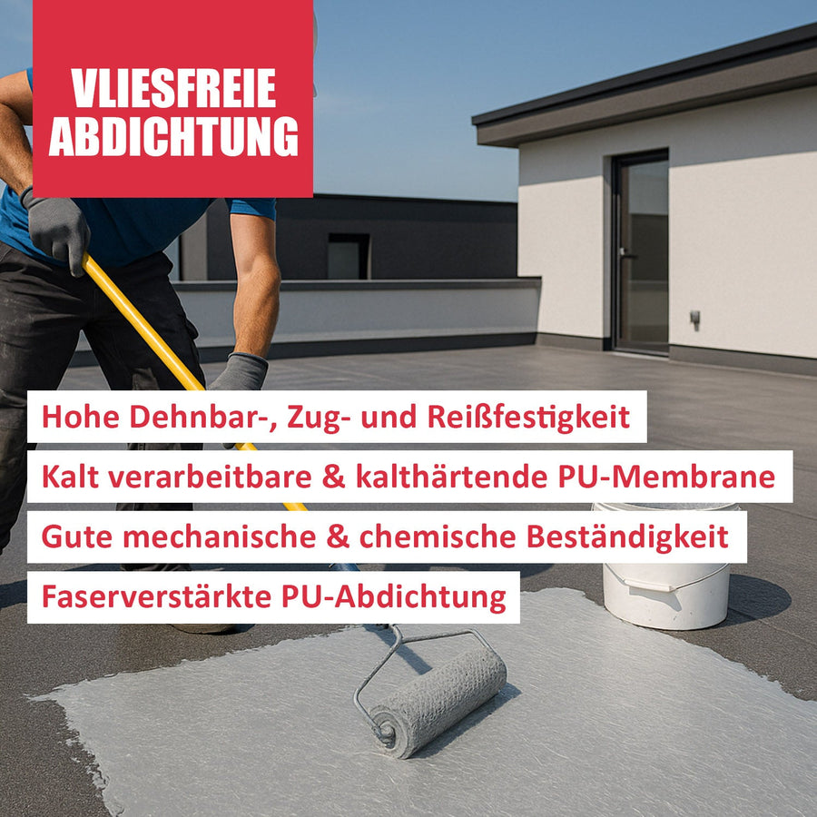 D.89W 1K PU Abdichtung Flüssigkunststoff faserverstärkt für aussen
