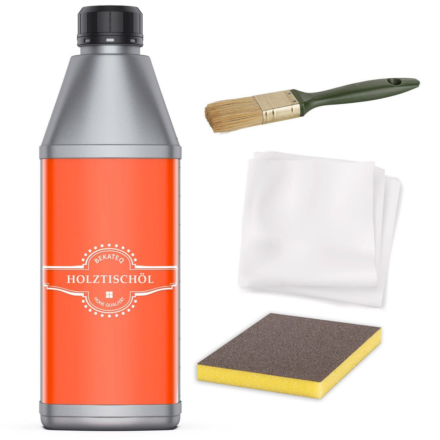 LS-240 Holztisch Öl Set mit Schleifmatte, Putzvliestuch & Pinsel - 0,5L