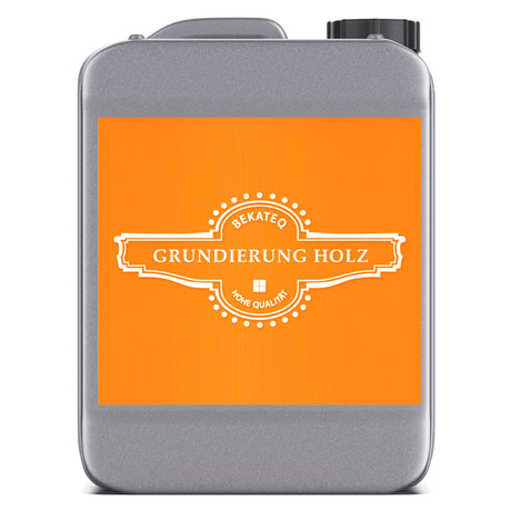 Kanister mit "Grundierung Holz" Etikett.