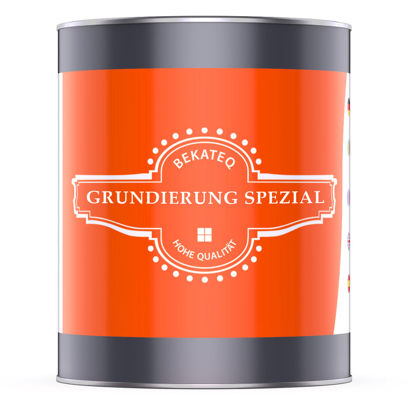 Dose mit rotem Etikett, Grundierung.