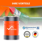 Farbeimer, Pinsel, grüne Farbe, Logos.