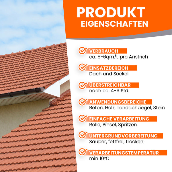Dach mit Produktinformationen und Eigenschaften.