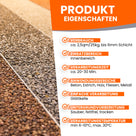 Steinboden mit Produkteigenschaften-Text.