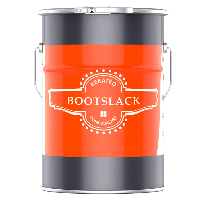 Eimer mit rotem Boots-Lack.